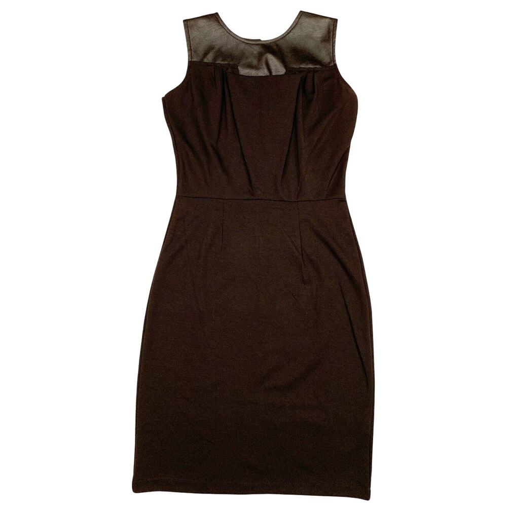New Amelia Dress Brown Faux Leather Sleeveless Tank Pencil Straight 2 Cowl Pleat